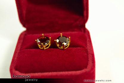 GARNET EARRINGS - 8mm Red Garnet Stud Ear Tops