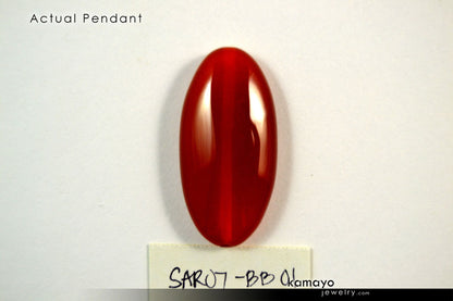 SARD (CARNELIAN) NECKLACE - Oval Pendant and Column Beads