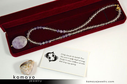PISCES NECKLACE - Lavender Amethyst Pendant and Clear Quartz Beads