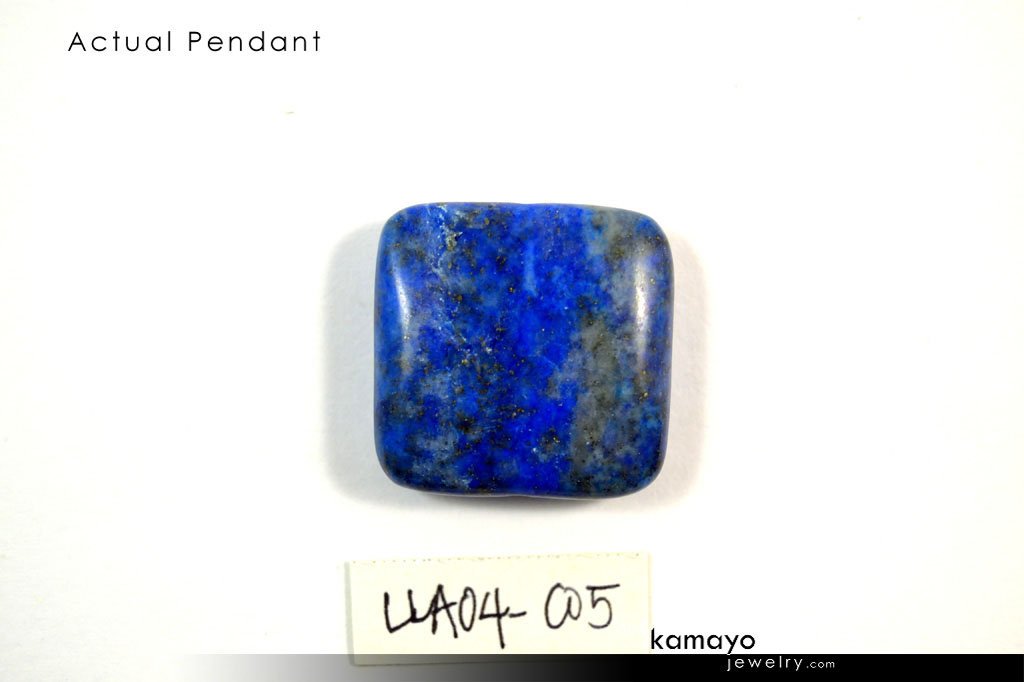 LAPIS LAZULI BRACELET - Blue Square Pendant and Large Rice Beads