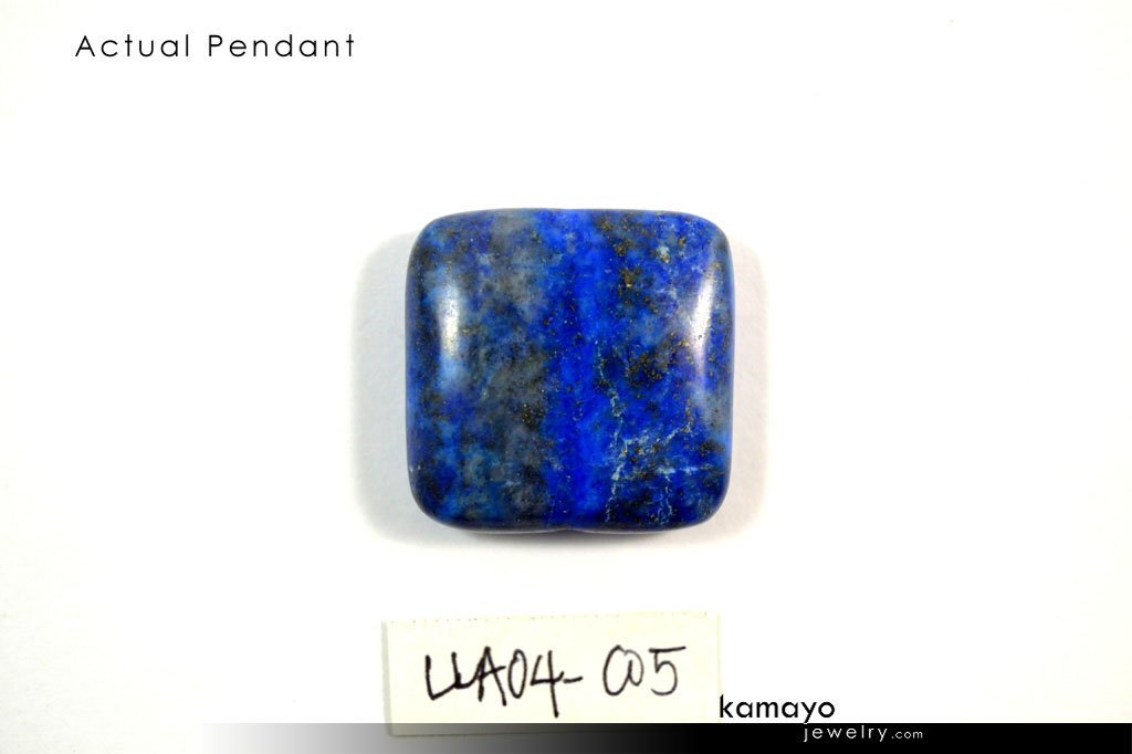 LAPIS LAZULI BRACELET - Blue Square Pendant and Large Rice Beads