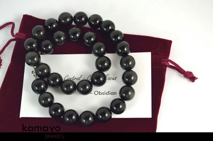 BLACK OBSIDIAN NECKLACE - Big Round Beads