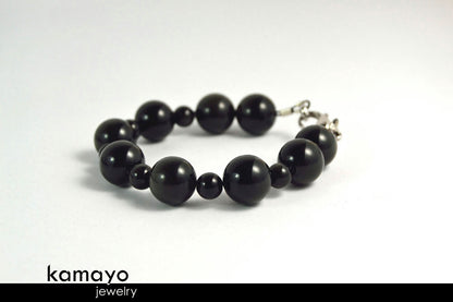 BLACK OBSIDIAN BRACELET - Big Round Beads