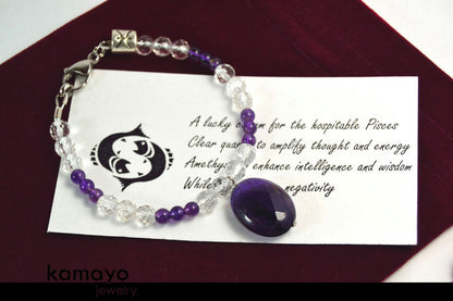 PISCES JEWELRY SET - Necklace and Bracelet with Amethyst Pendants