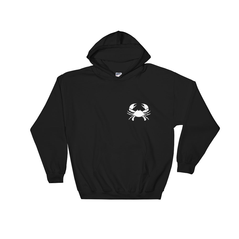 Cancer Hoodie - Zodiac Symbol Print On Front And Crab Outline On Back