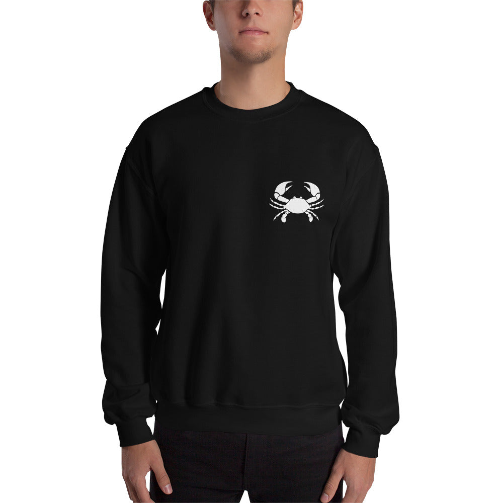 Cancer Sweatshirt For Men - Zodiac Symbol Print On Front And Crab Outline On Back