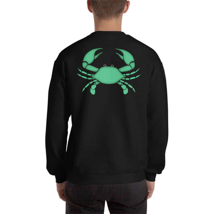 Cancer Sweatshirt For Men - Zodiac Symbol Print On Front And Green Crab On Back