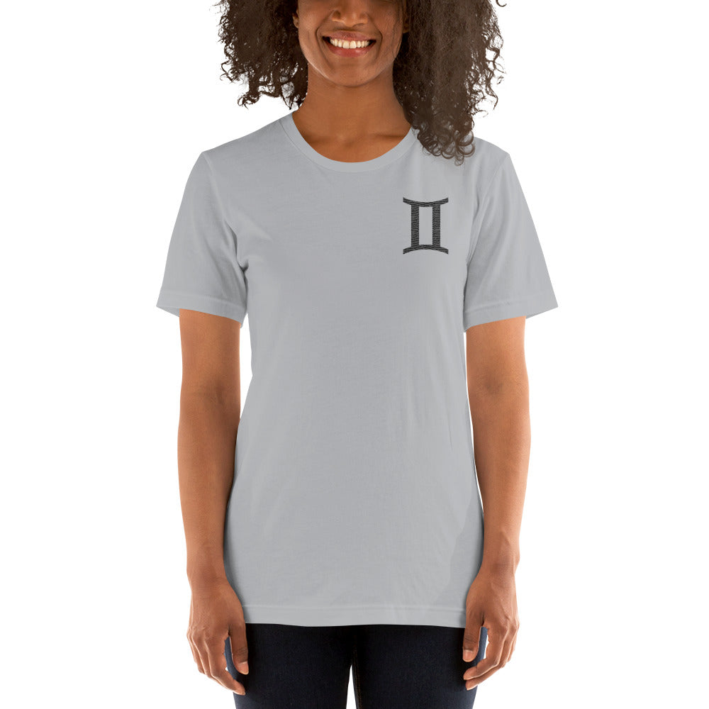 GEMINI T SHIRT - Sign Symbol Text Embroidery - Zodiac Shirt for Women