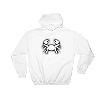 Cancer Hoodie - Zodiac Symbol Print On Front And Crab Outline On Back