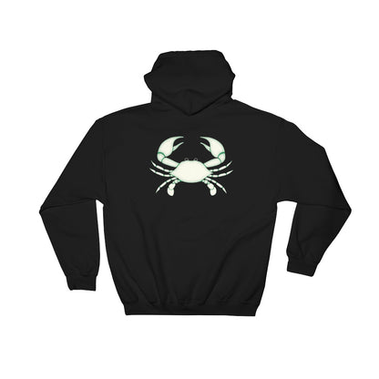 Cancer Hoodie - Zodiac Symbol Print On Front And White Crab On Back