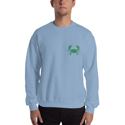 Cancer Sweatshirt For Men - Zodiac Symbol Print On Front And Green Crab On Back